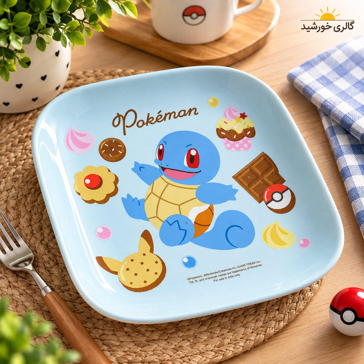 بشقاب سرامیکی مربع pokeman