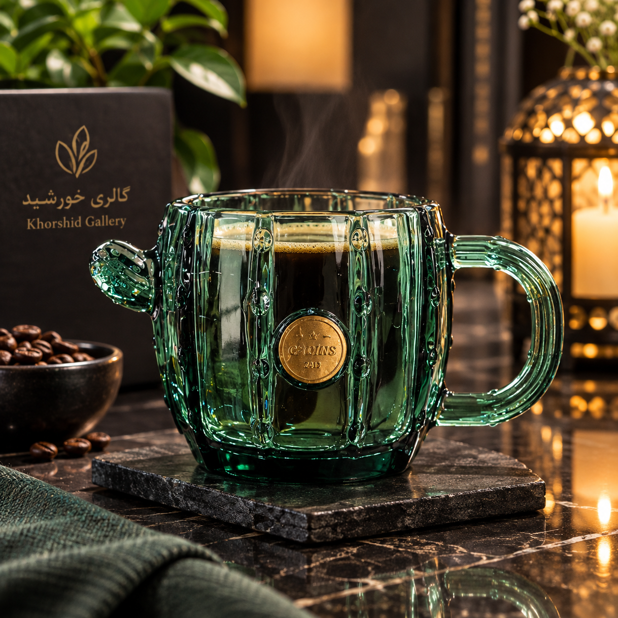 لیوان کاکتوس بلور وارداتی